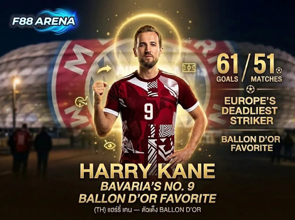 แฮร์รี่ เคน นักเตะที่ดีที่สุดในโลก 2025-2026 สถิติ 61 ประตู 51 นัด ตัวเต็ง Ballon d'Or จาก Bayern Munich